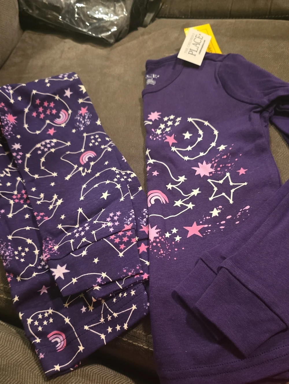 The Children's Place Purple Moon & Star Sleep Set with Pink Accents Glow In Dark